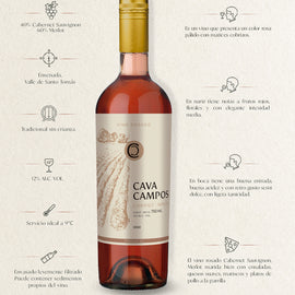 CAVA CAMPOS CABERNET-MERLOT ROSADO 750ML