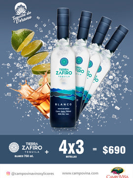 TIERRA ZAFIRO TEQUILA BLANCO 4 X 3