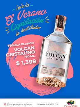 TEQUILA VOLCAN CRISTALINO 750 ML